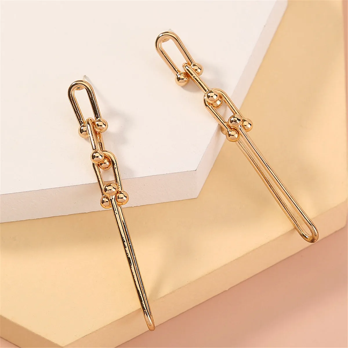 18K Gold-Plated Studded Drop Earrings