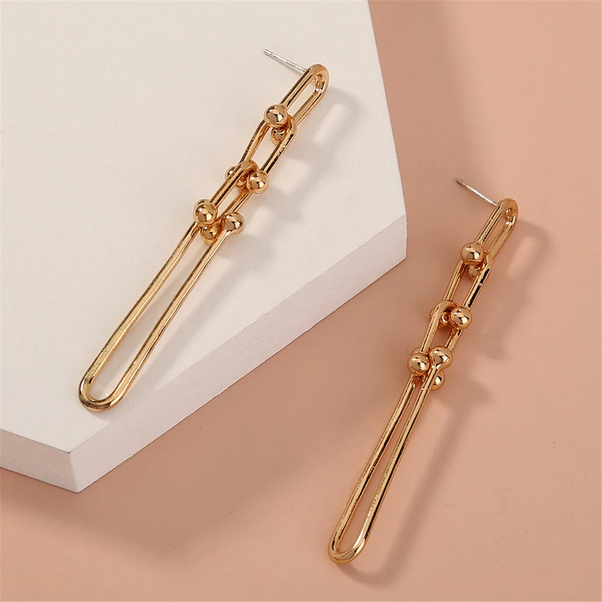 18K Gold-Plated Studded Drop Earrings
