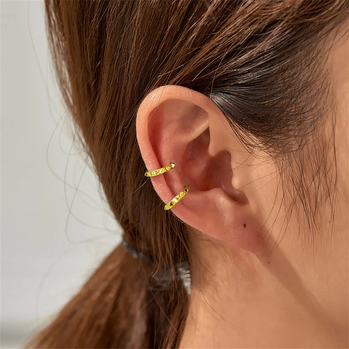 18K Gold-Plated Studded Ear Cuffs