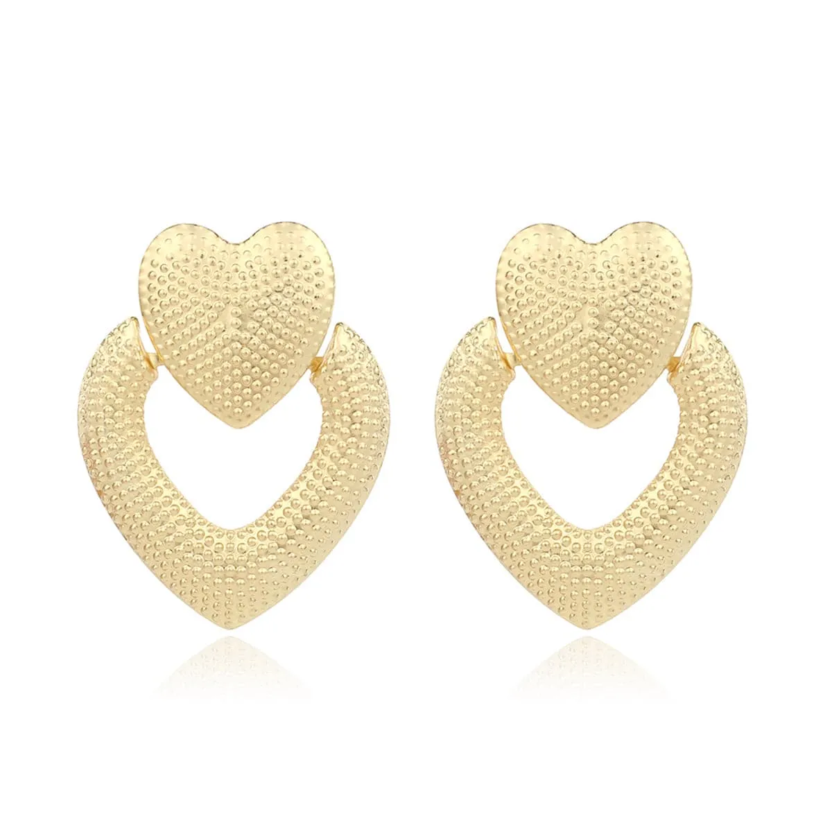 18K Gold-Plated Studded Open Heart Drop Earrings