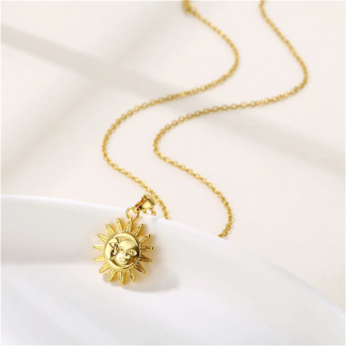 18K Gold-Plated Sun Pendant Necklace
