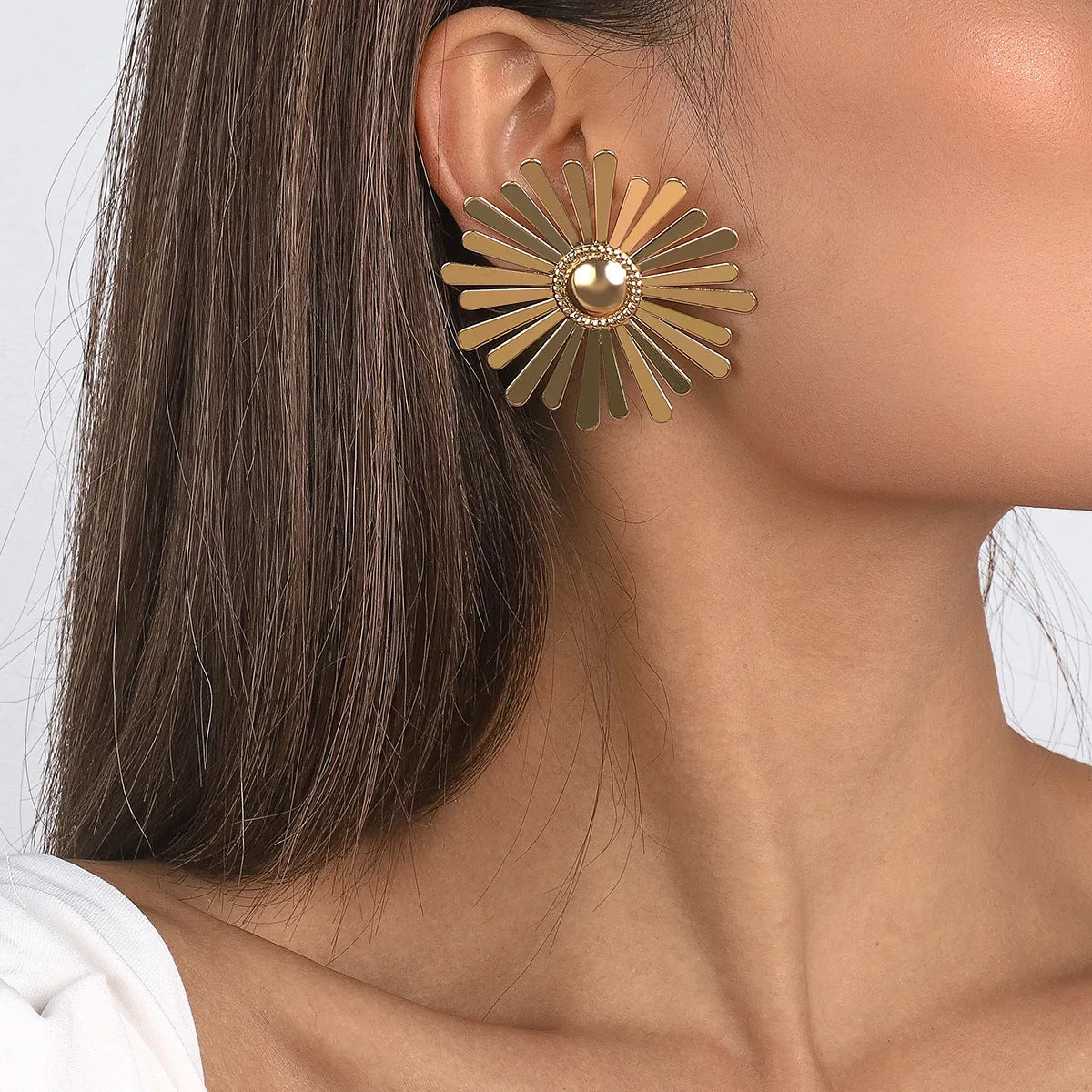 18K Gold-Plated Sunflower Stud Earrings