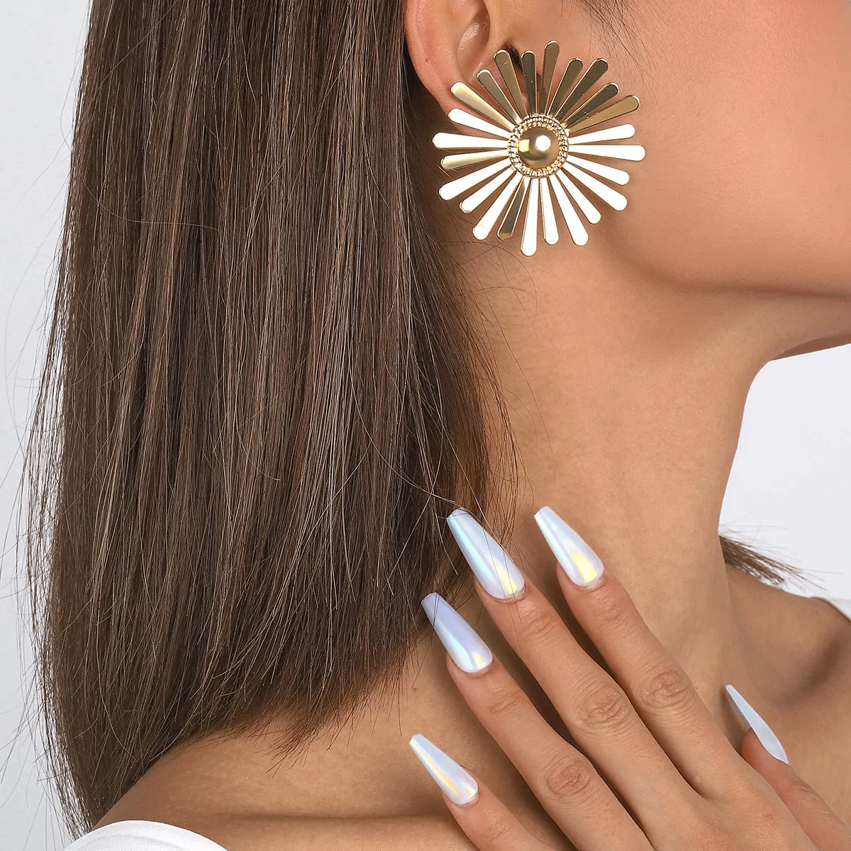 18K Gold-Plated Sunflower Stud Earrings