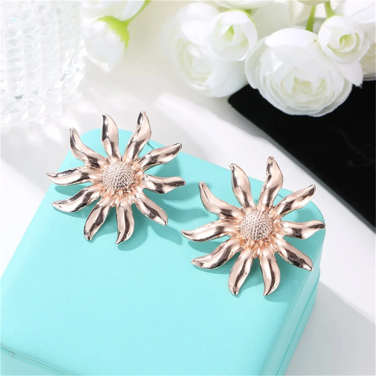 18K Gold-Plated Sunflower Stud Earrings