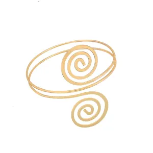 18K Gold-Plated Swirl Bypass Arm Cuff