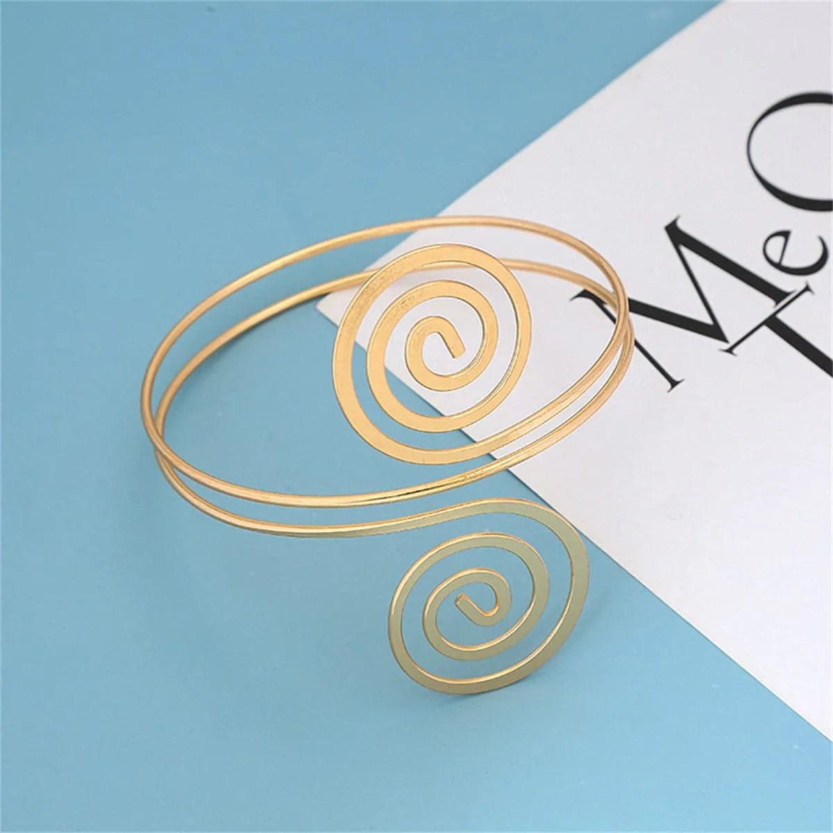 18K Gold-Plated Swirl Bypass Arm Cuff