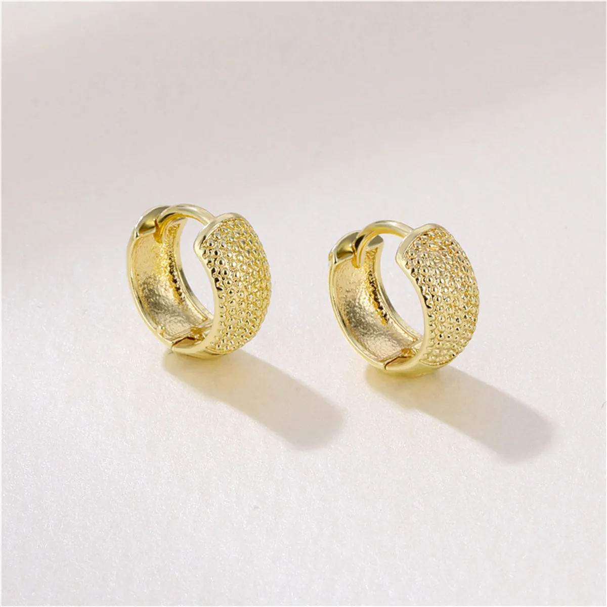 18K Gold-Plated Texture Huggie Earrings