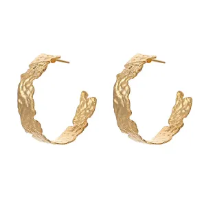 18K Gold-Plated Textured Abstract Half-Hoop Earrings