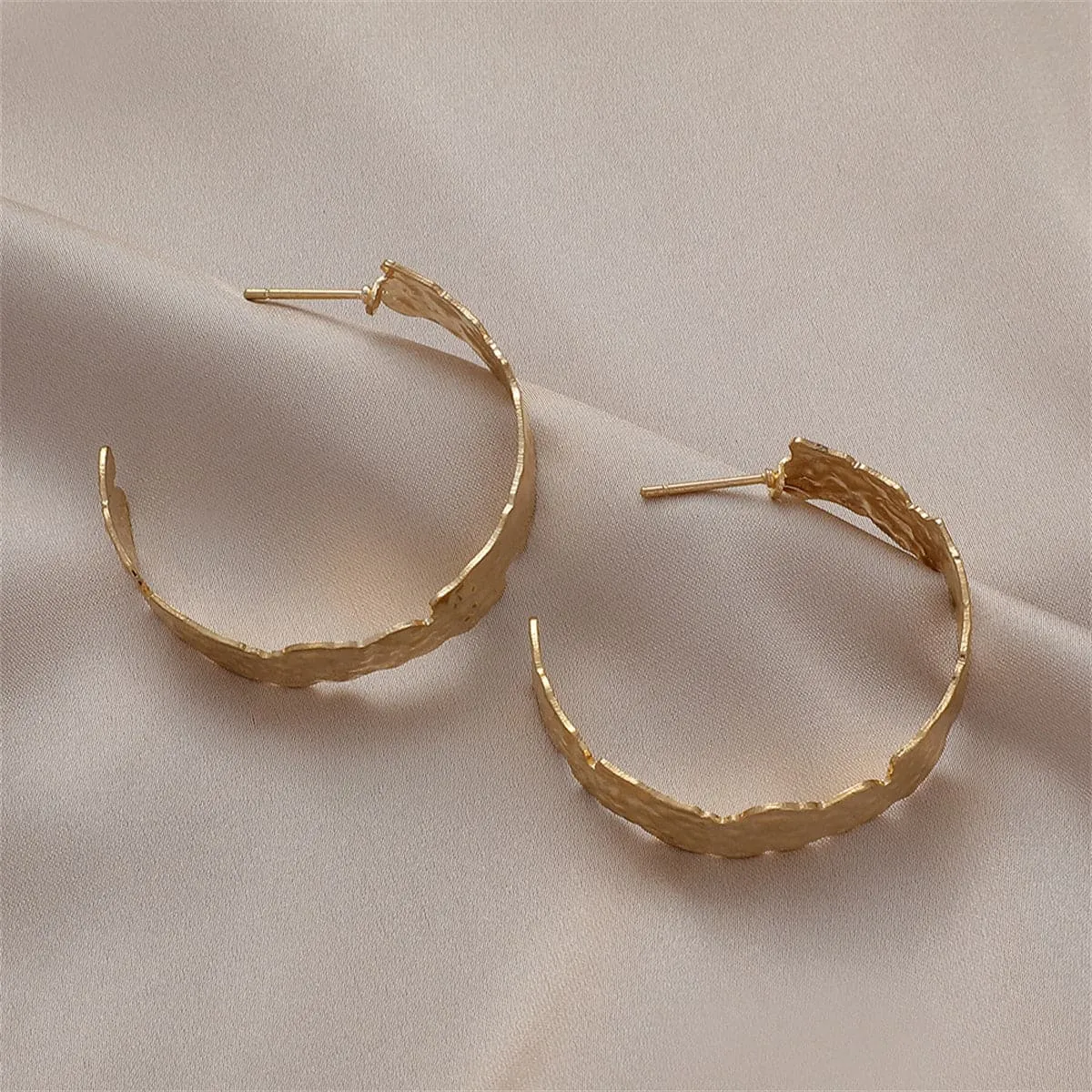 18K Gold-Plated Textured Abstract Half-Hoop Earrings