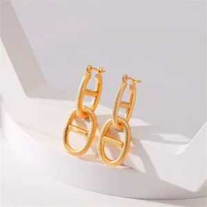 18K Gold-Plated Textured Chain Drop Earring