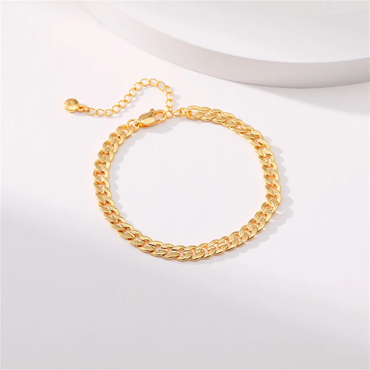 18K Gold-Plated Textured Curb Chain Bracelet
