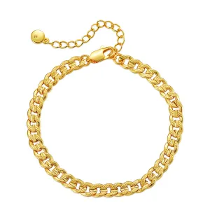 18K Gold-Plated Textured Curb Chain Bracelet