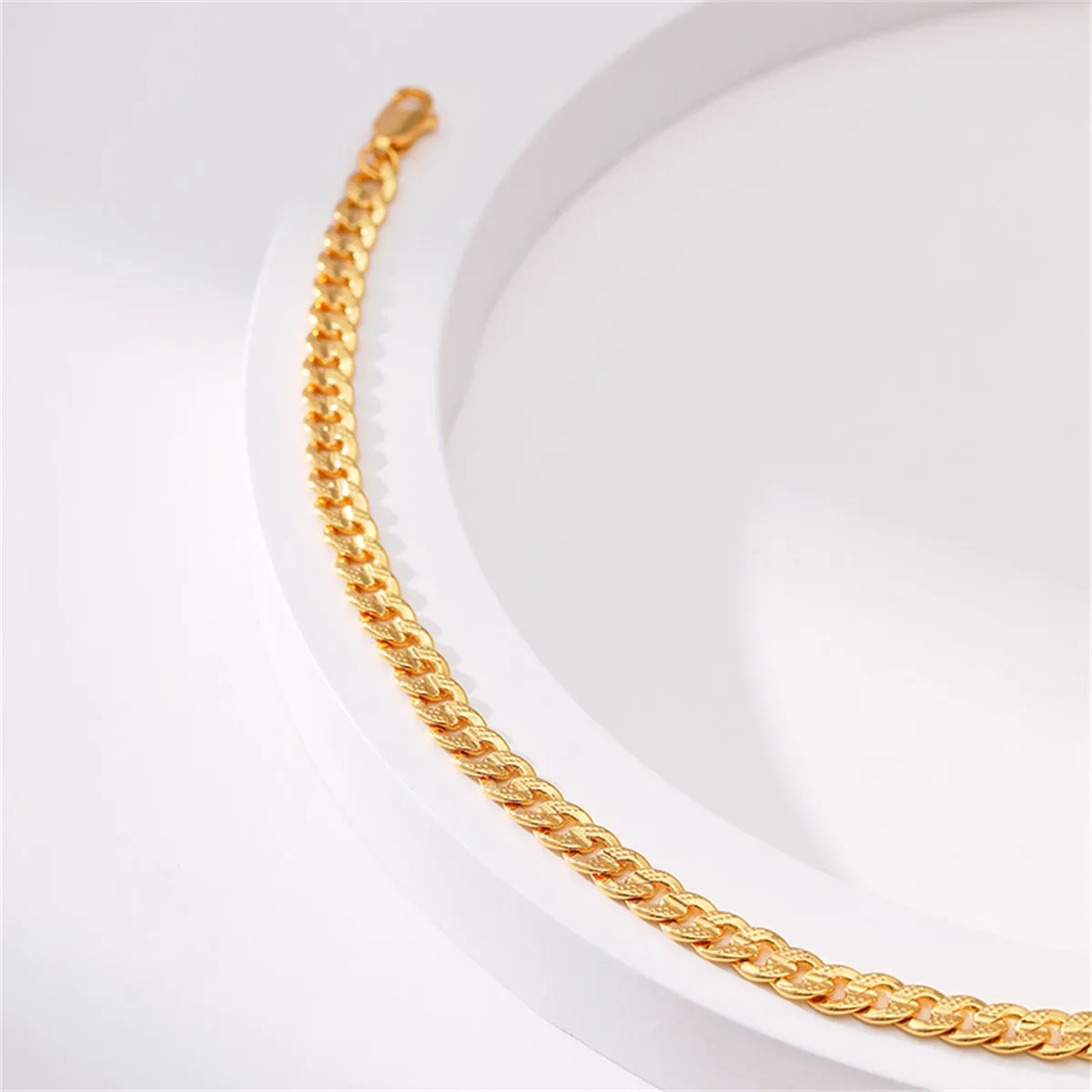 18K Gold-Plated Textured Curb Chain Bracelet
