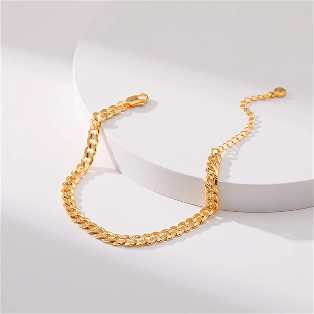 18K Gold-Plated Textured Curb Chain Bracelet
