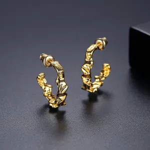 18K Gold-Plated Textured Hoop Earrings