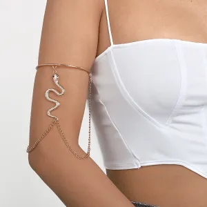 18K Gold-Plated Textured Snake Chain Arm Cuff