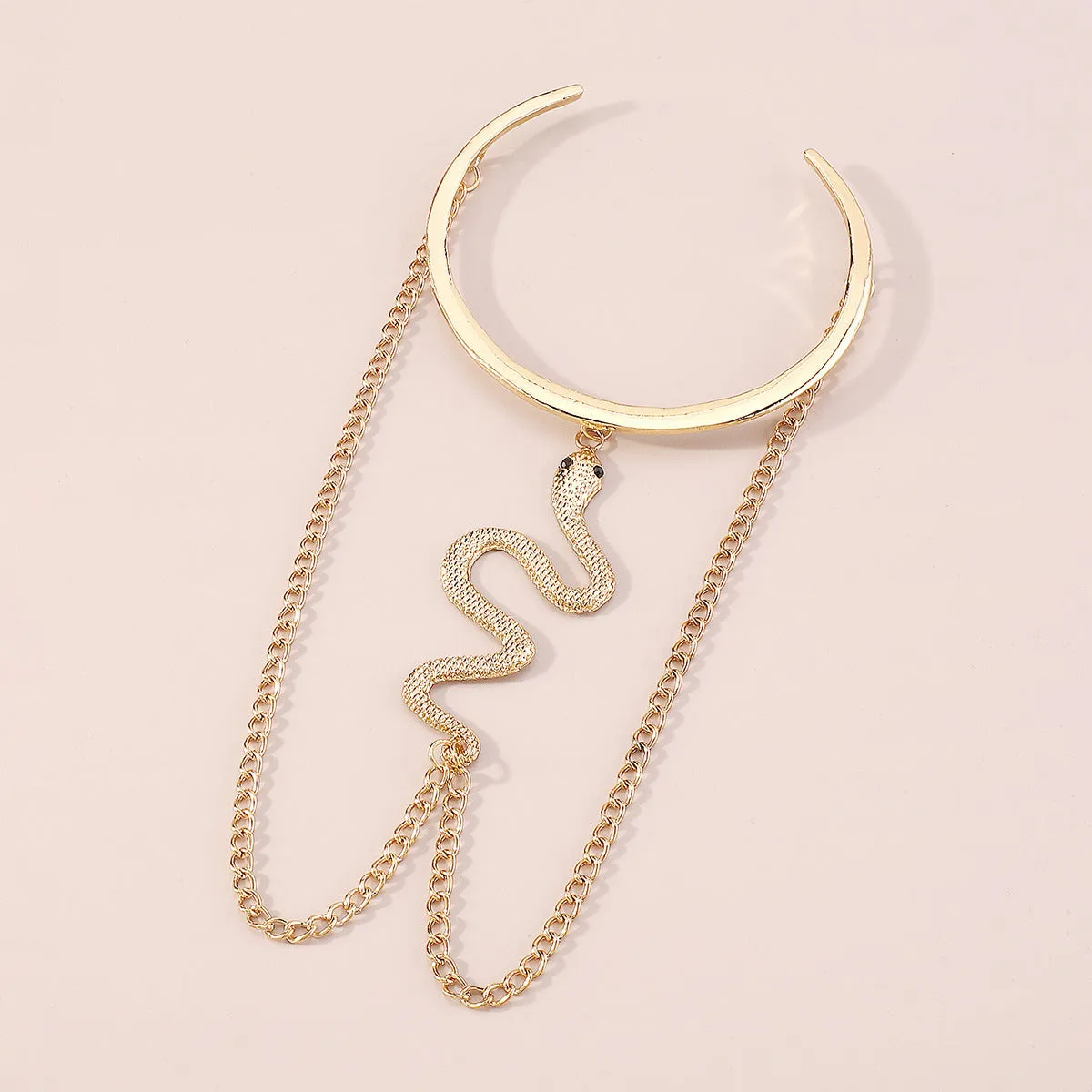 18K Gold-Plated Textured Snake Chain Arm Cuff