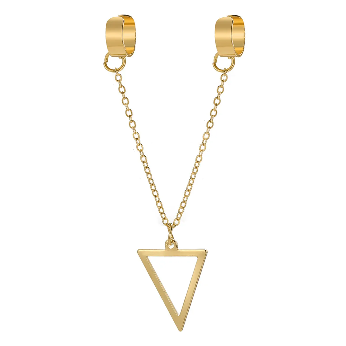 18K Gold-Plated Triangle Drop Double Ear Cuff