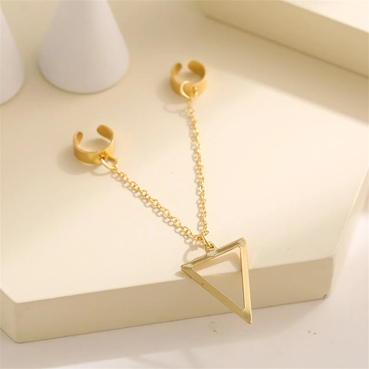 18K Gold-Plated Triangle Drop Double Ear Cuff