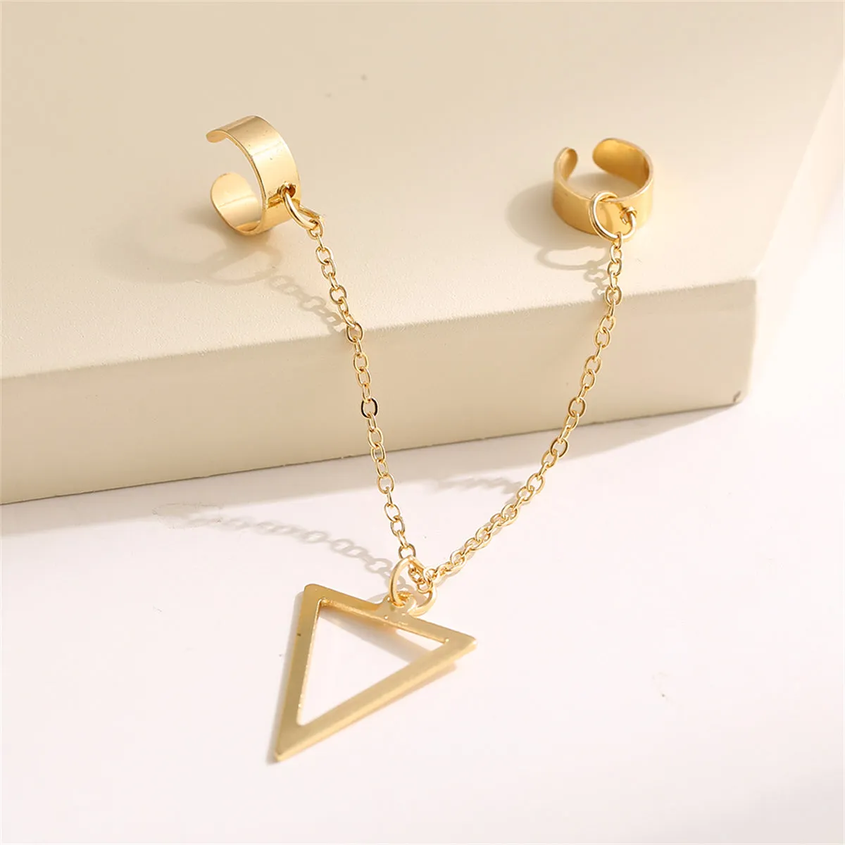 18K Gold-Plated Triangle Drop Double Ear Cuff
