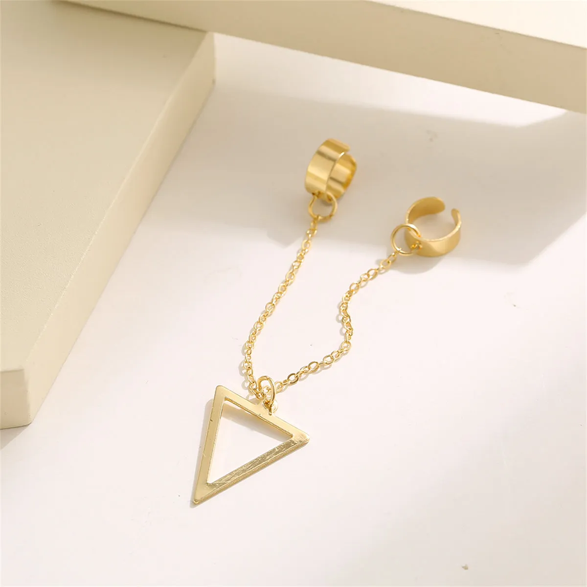 18K Gold-Plated Triangle Drop Double Ear Cuff