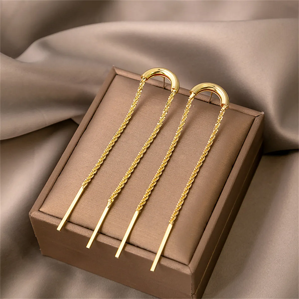 18K Gold-Plated Twine Bar Drop Earrings