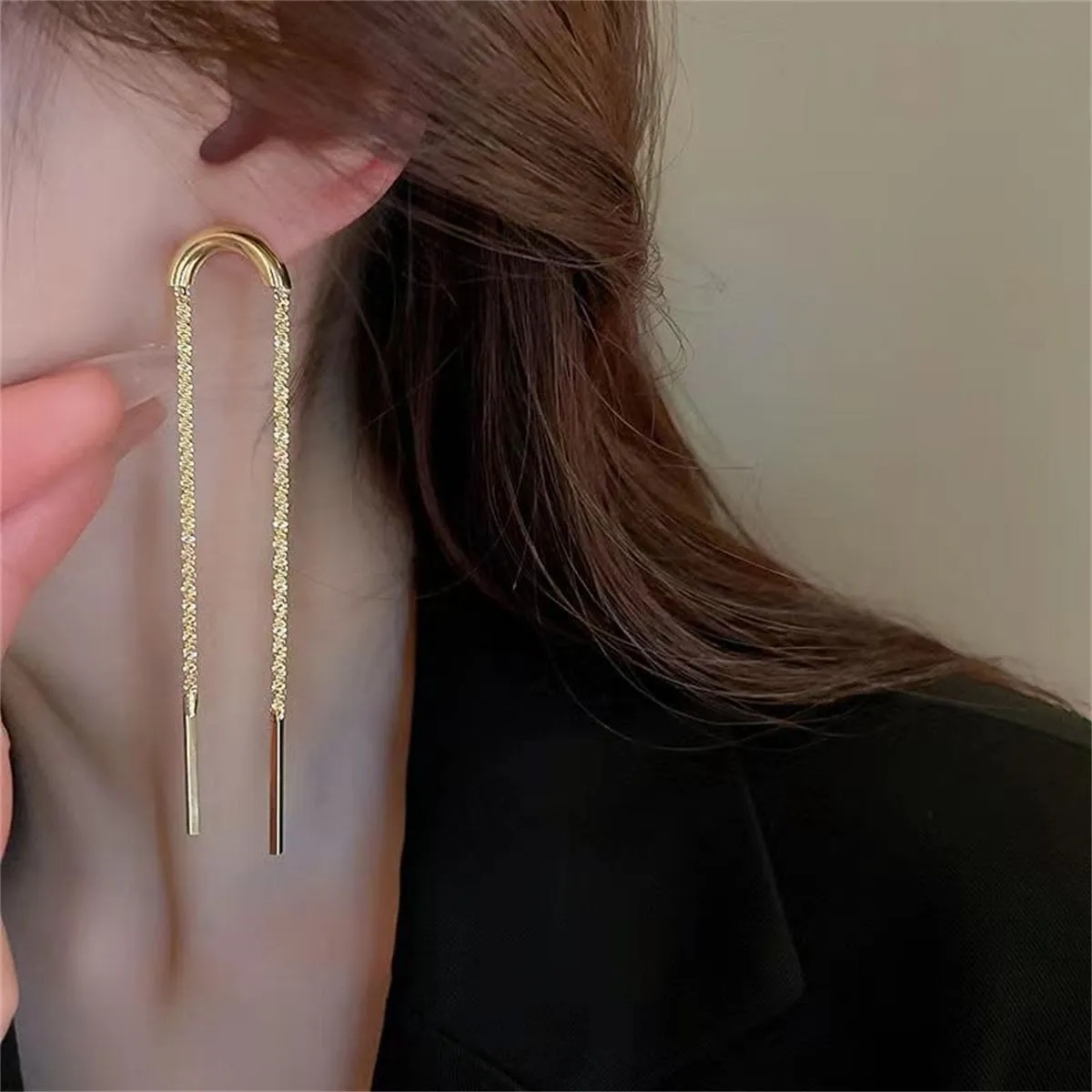 18K Gold-Plated Twine Bar Drop Earrings