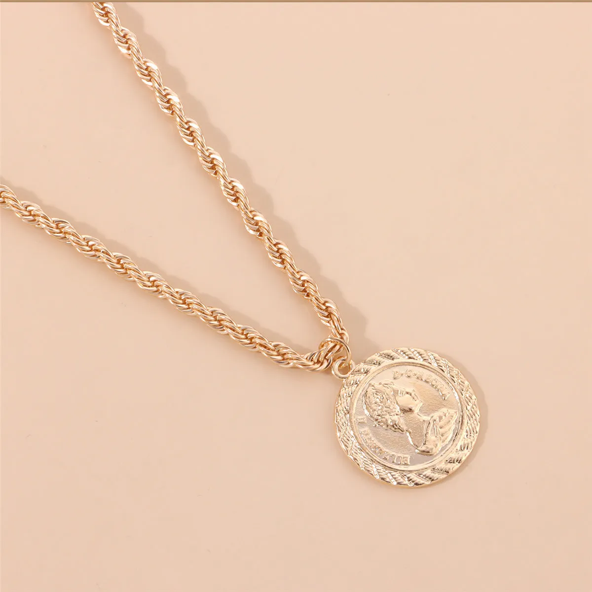18K Gold-Plated Twine Coin Pendant Necklace