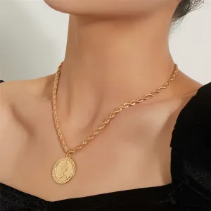 18K Gold-Plated Twine Coin Pendant Necklace
