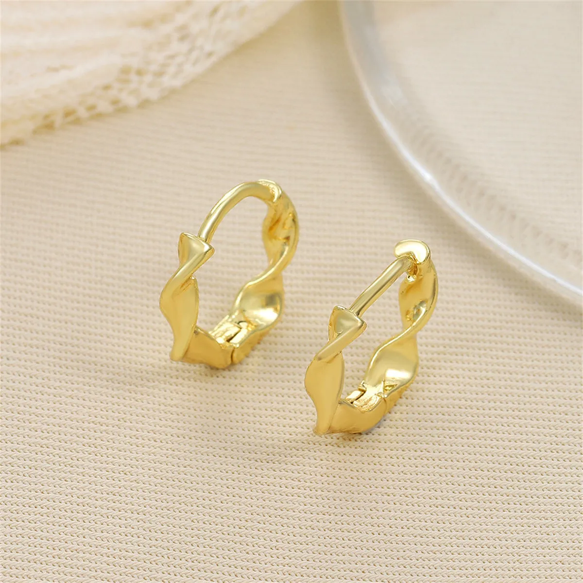 18K Gold-Plated Twine Huggie Earrings