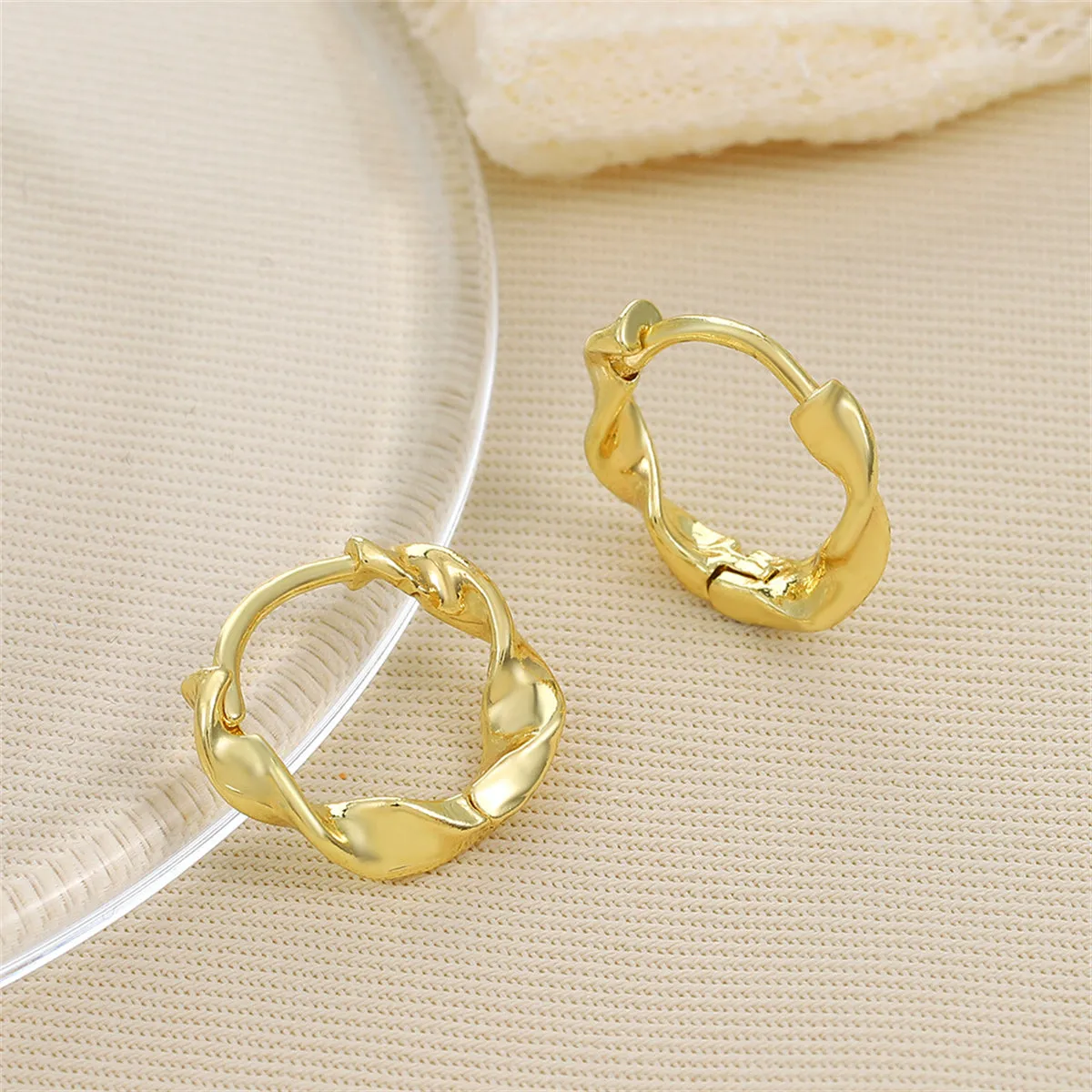 18K Gold-Plated Twine Huggie Earrings