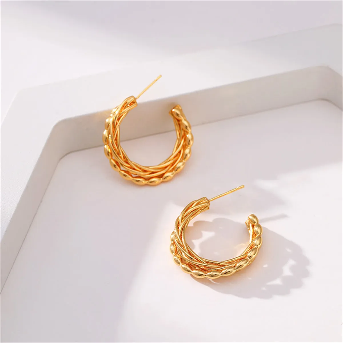 18K Gold-Plated Twist Hoop Earrings