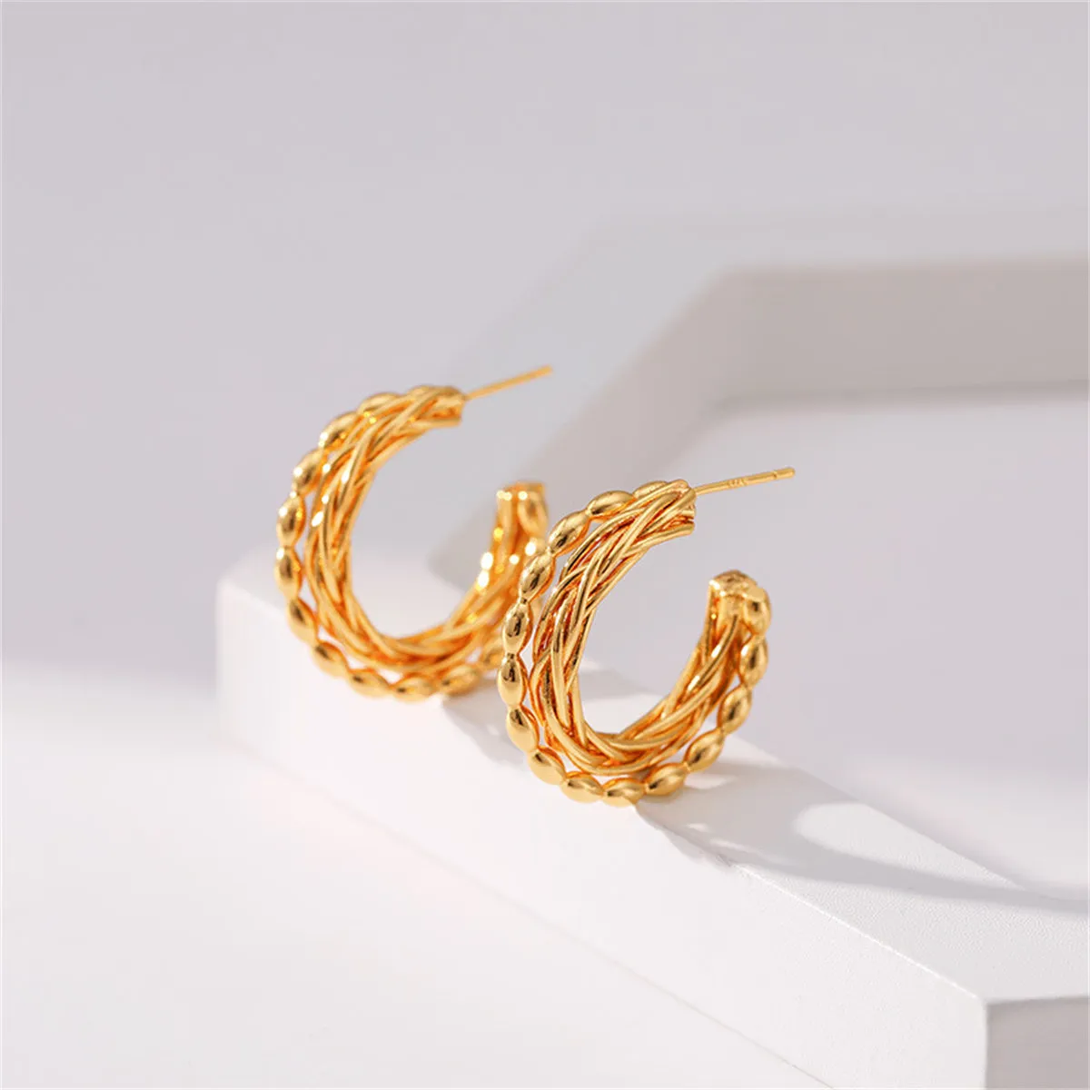 18K Gold-Plated Twist Hoop Earrings