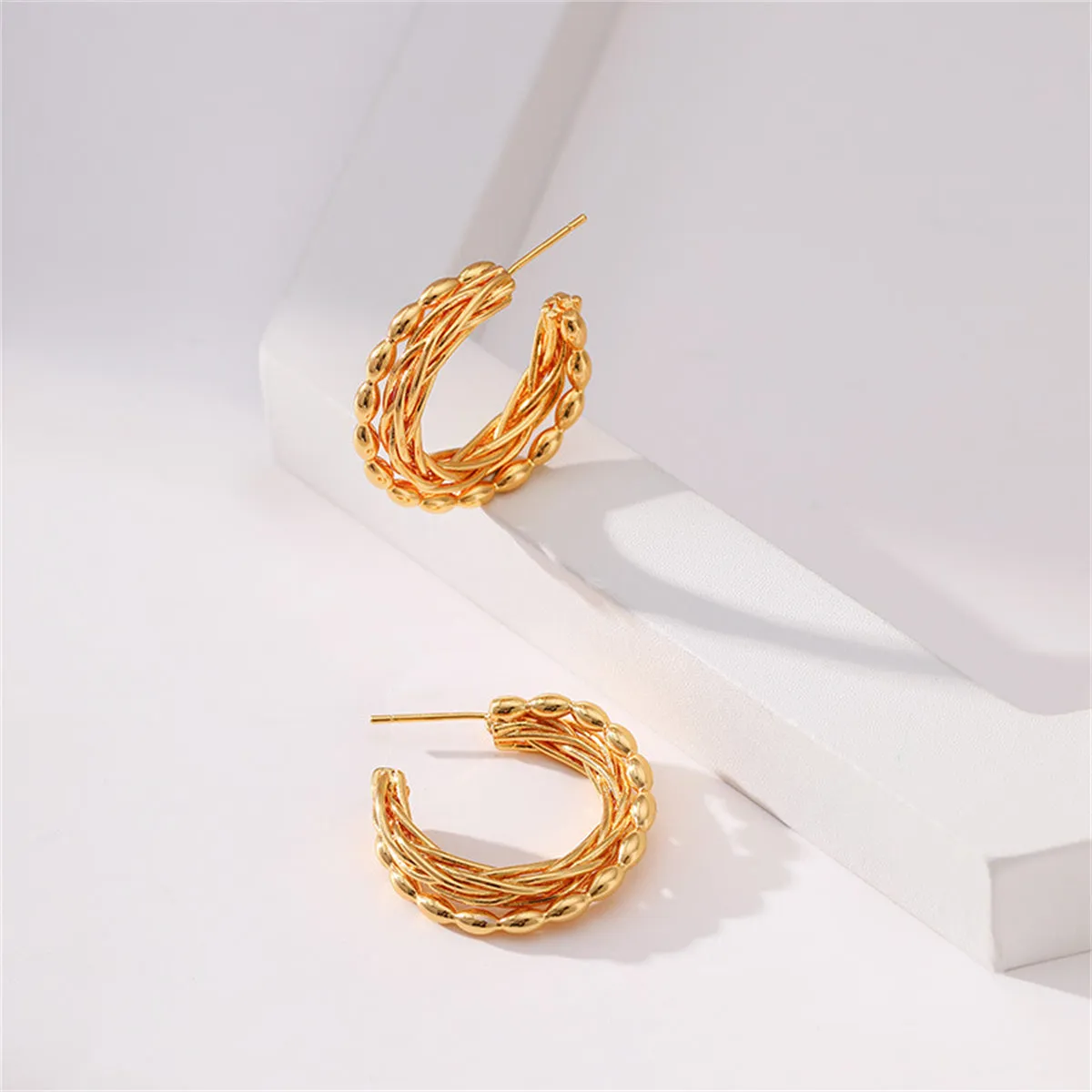 18K Gold-Plated Twist Hoop Earrings