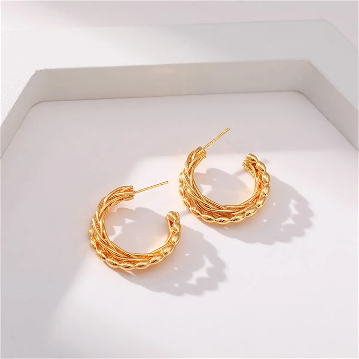 18K Gold-Plated Twist Hoop Earrings