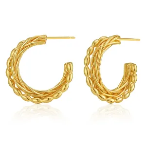 18K Gold-Plated Twist Hoop Earrings
