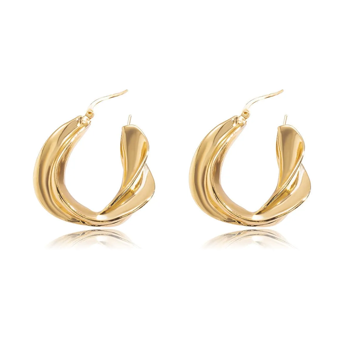 18K Gold-Plated Twist Huggie Earrings