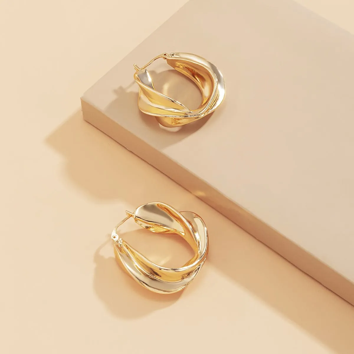 18K Gold-Plated Twist Huggie Earrings