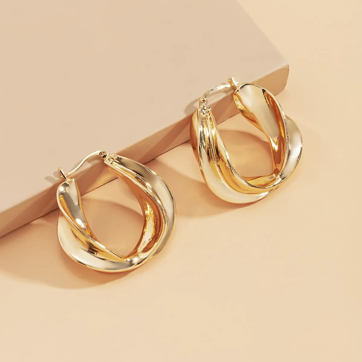 18K Gold-Plated Twist Huggie Earrings