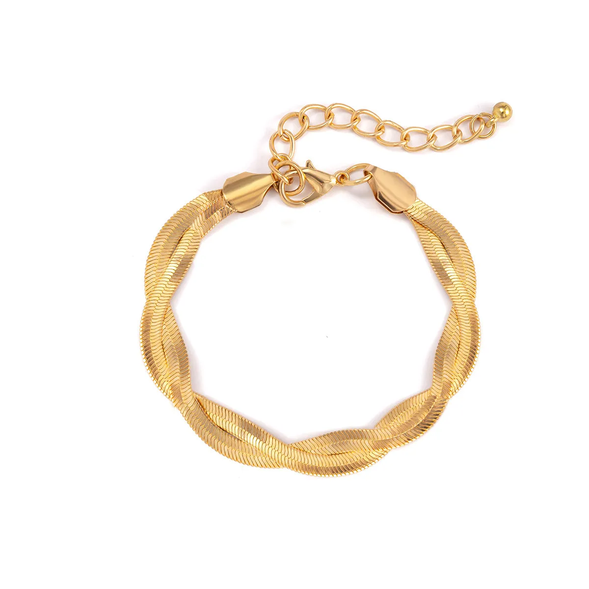 18K Gold-Plated Twist Snake Chain Bracelet