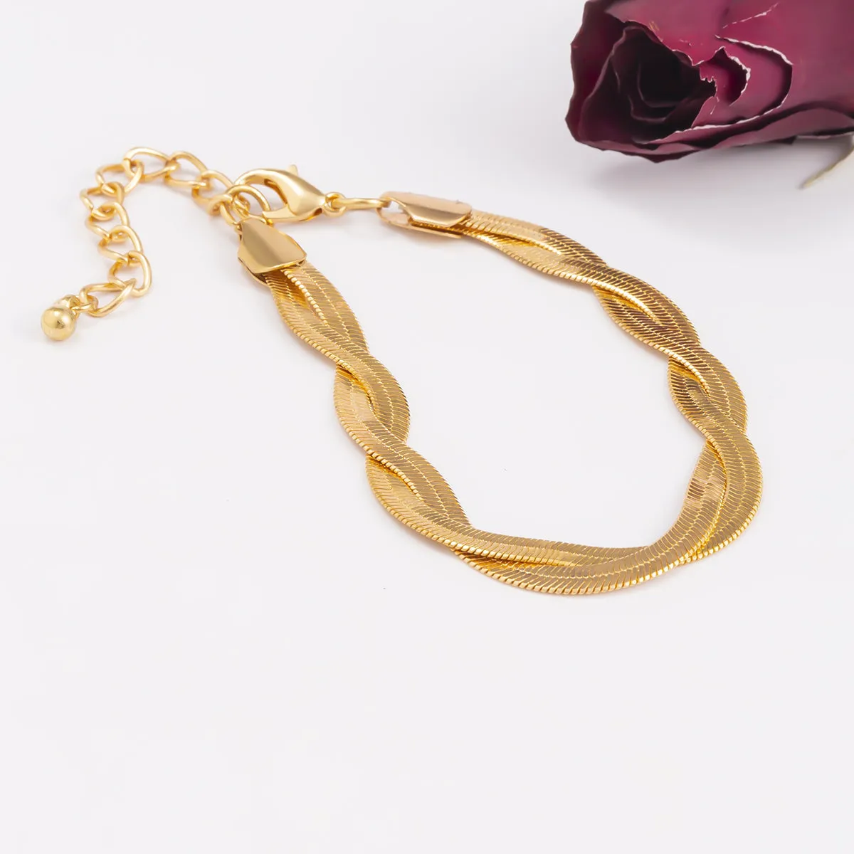 18K Gold-Plated Twist Snake Chain Bracelet