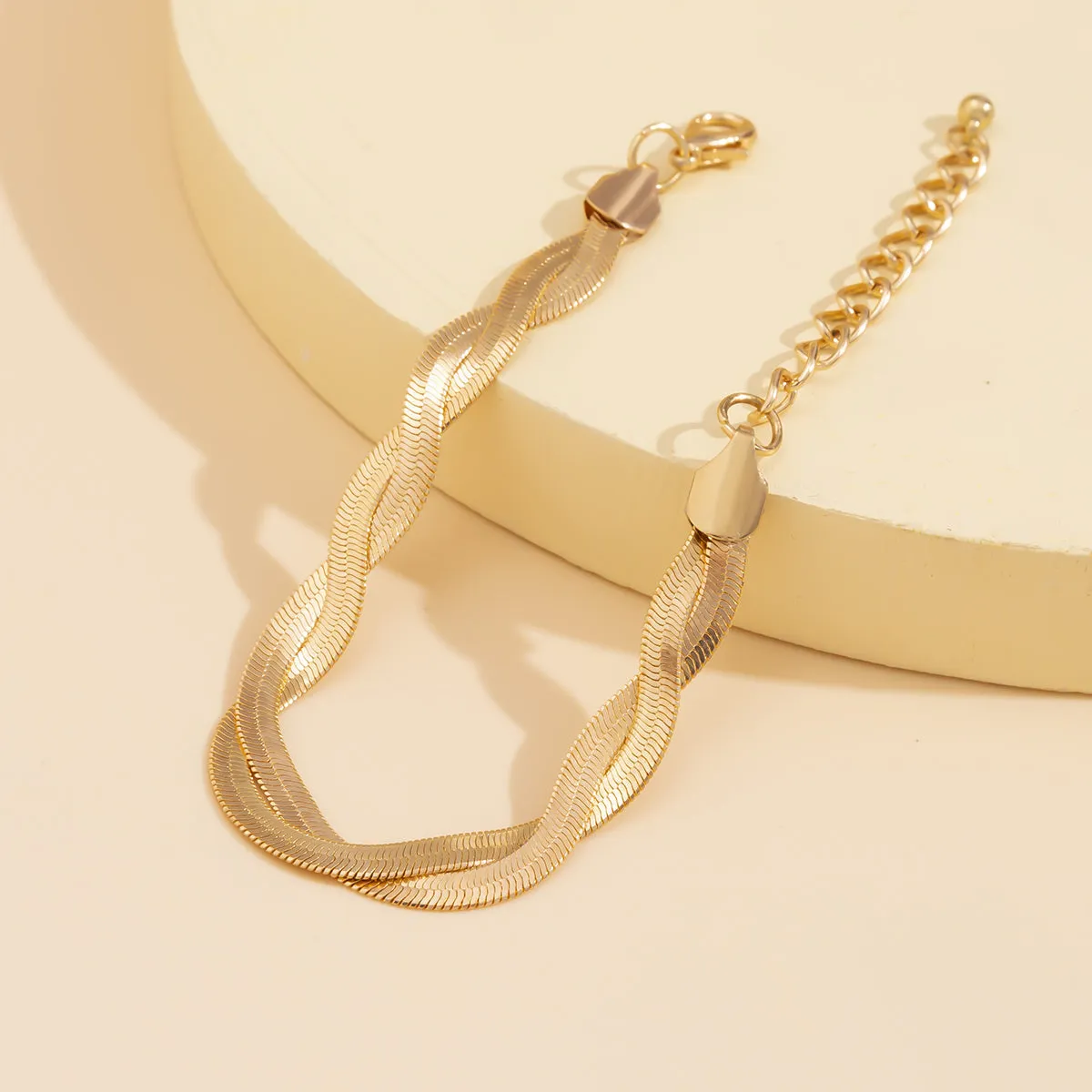 18K Gold-Plated Twist Snake Chain Bracelet