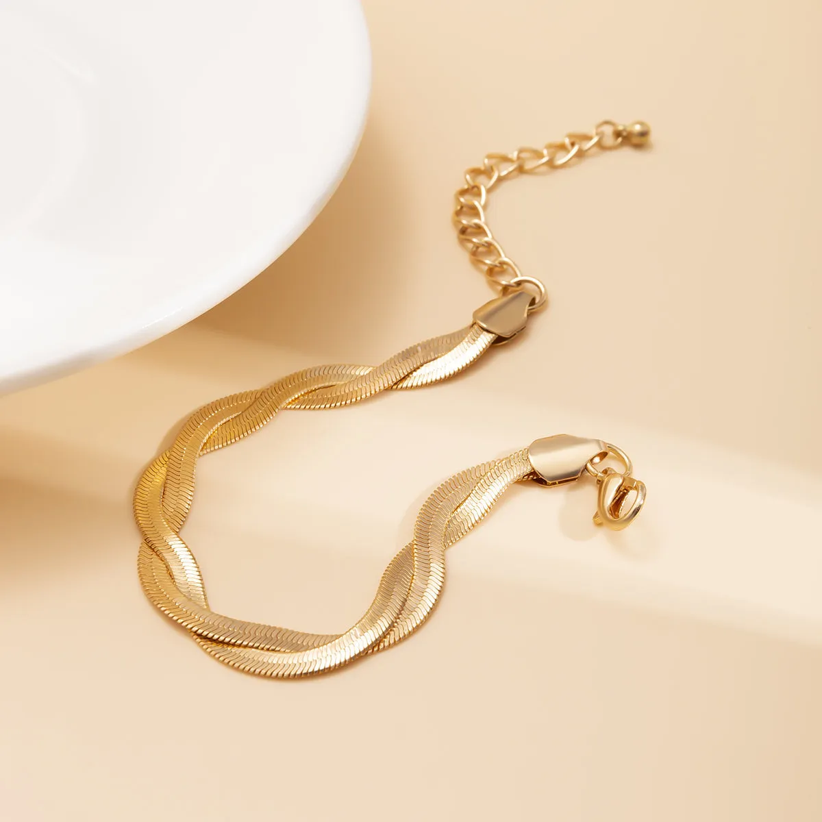 18K Gold-Plated Twist Snake Chain Bracelet