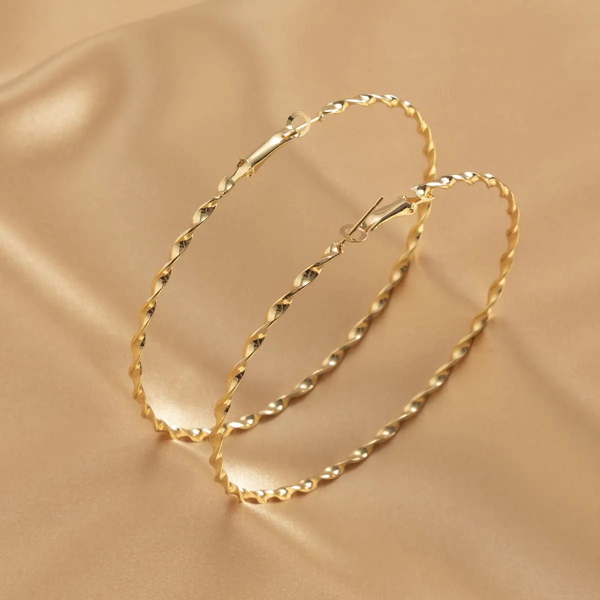 18K Gold-Plated Twisted Hoop Earrings