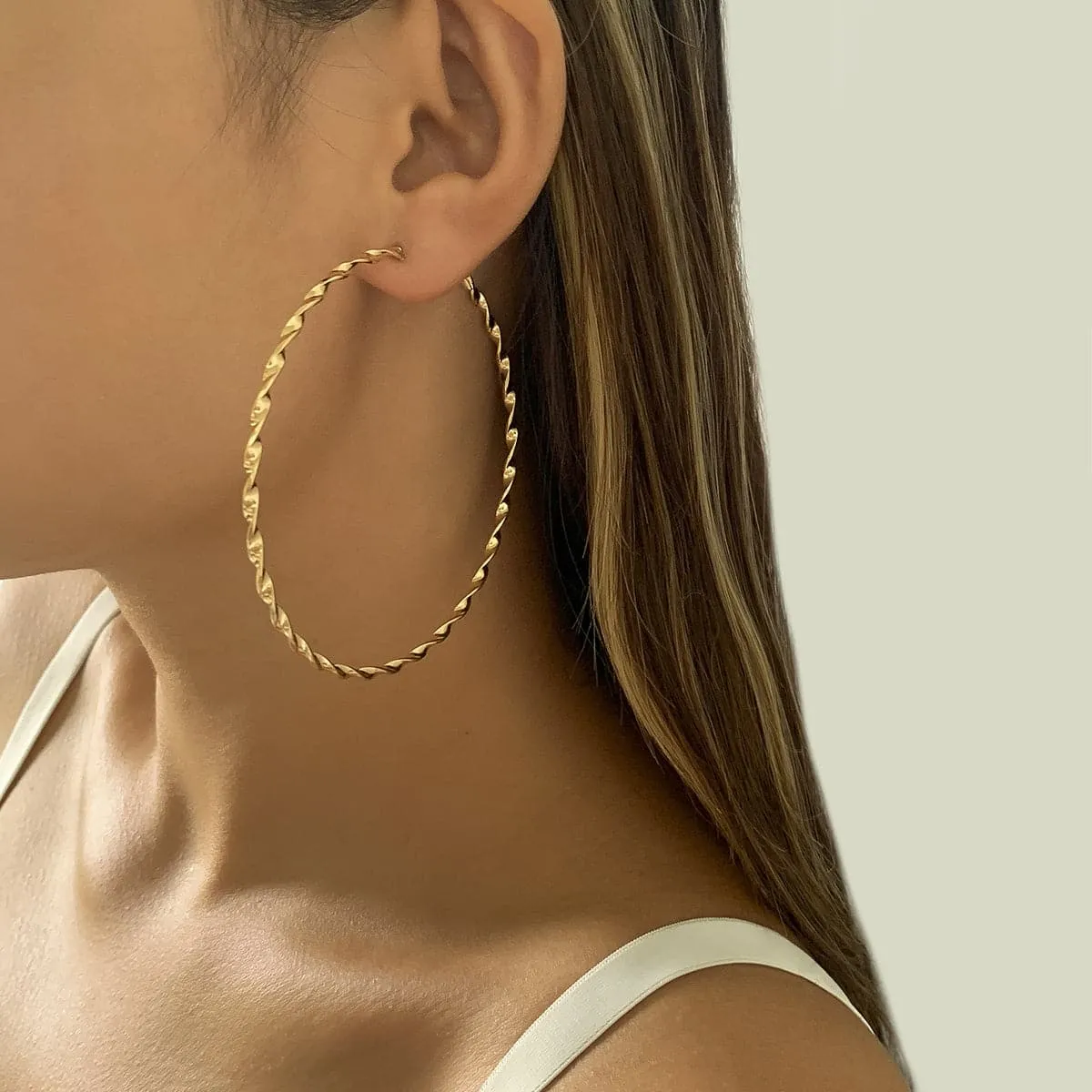 18K Gold-Plated Twisted Hoop Earrings