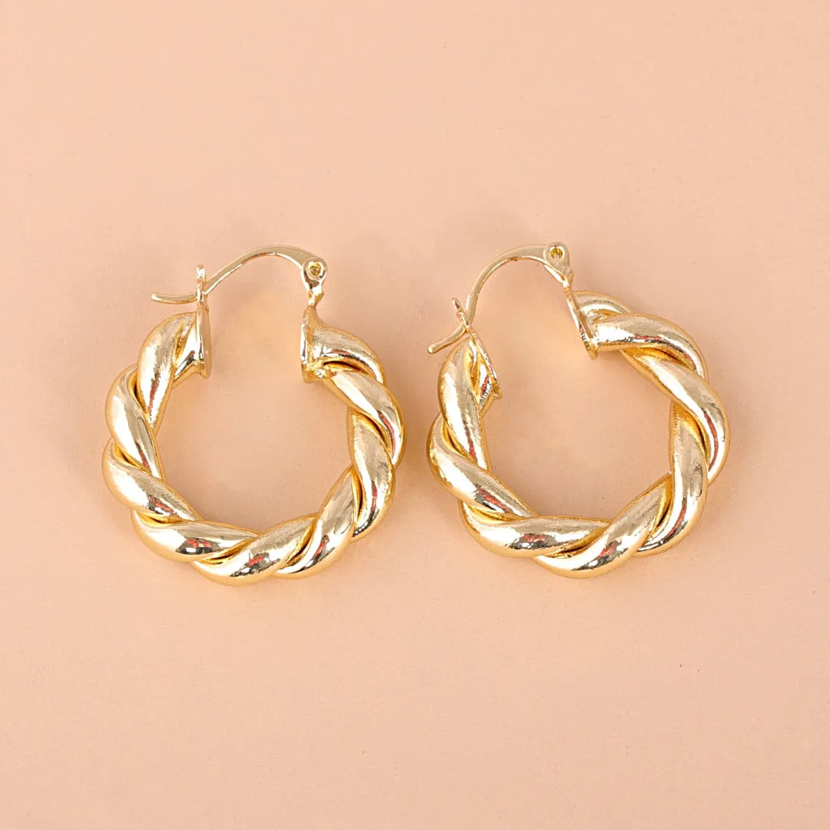 18K Gold-Plated Twisted Hoop Earrings