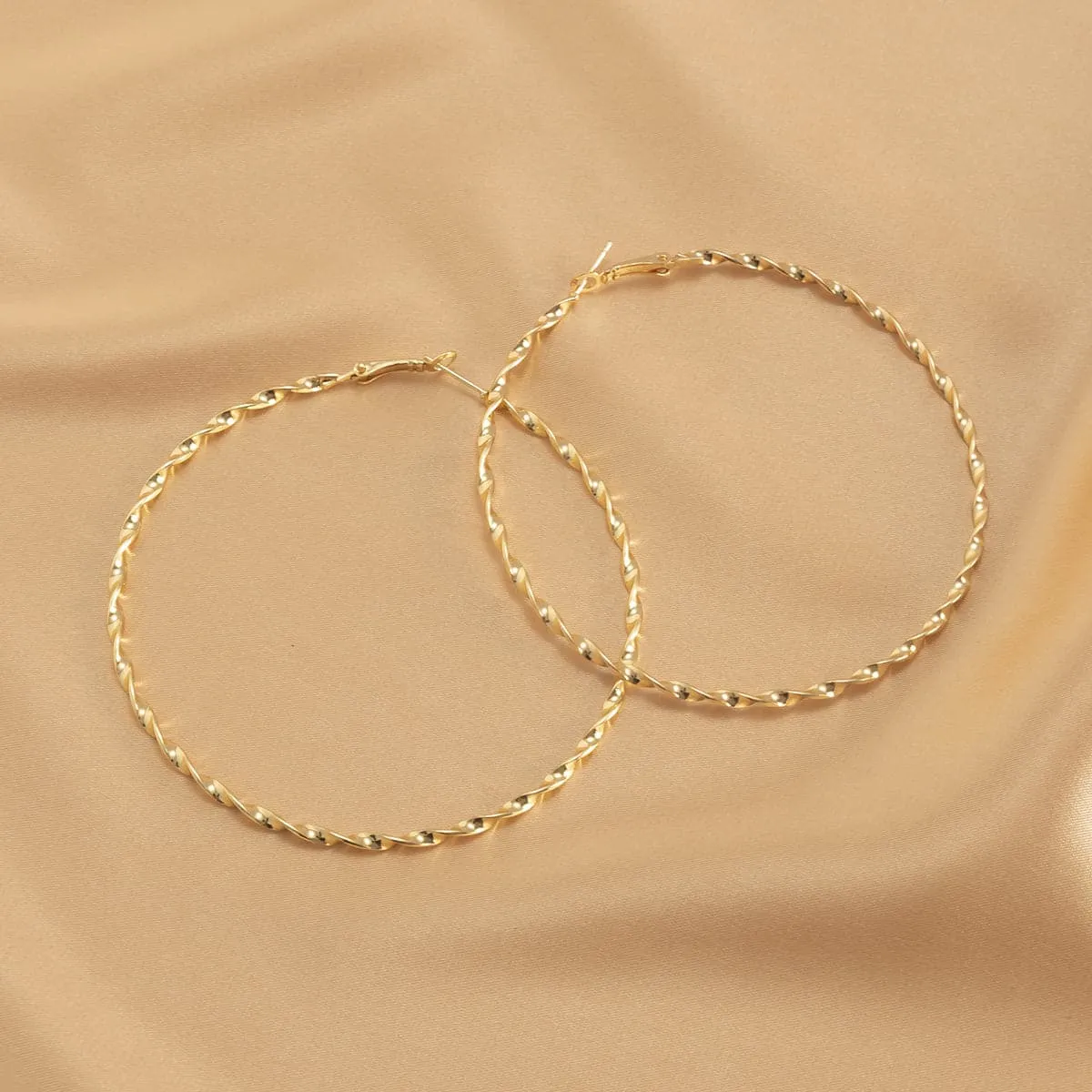 18K Gold-Plated Twisted Hoop Earrings