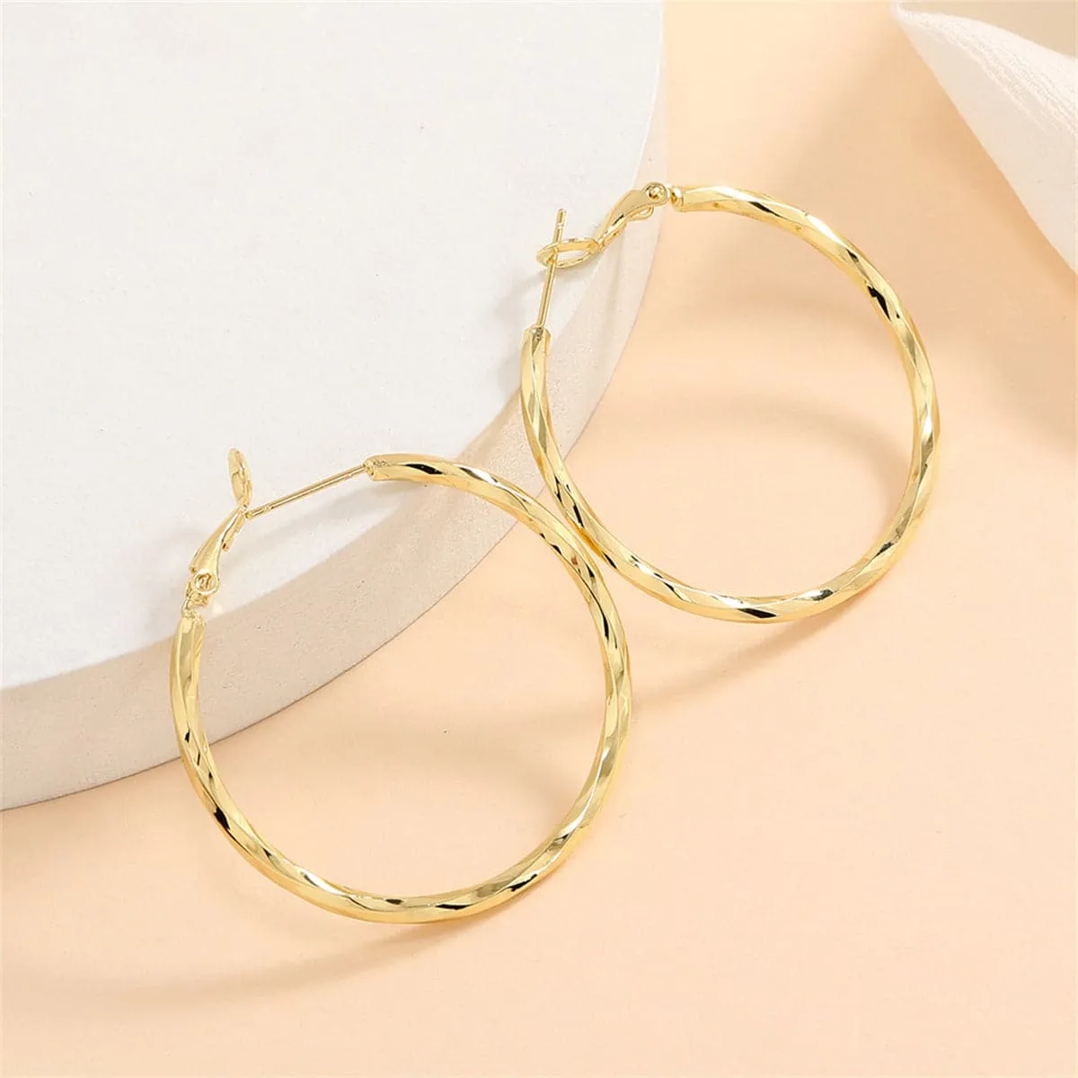 18K Gold-Plated Twisted Hoop Earrings