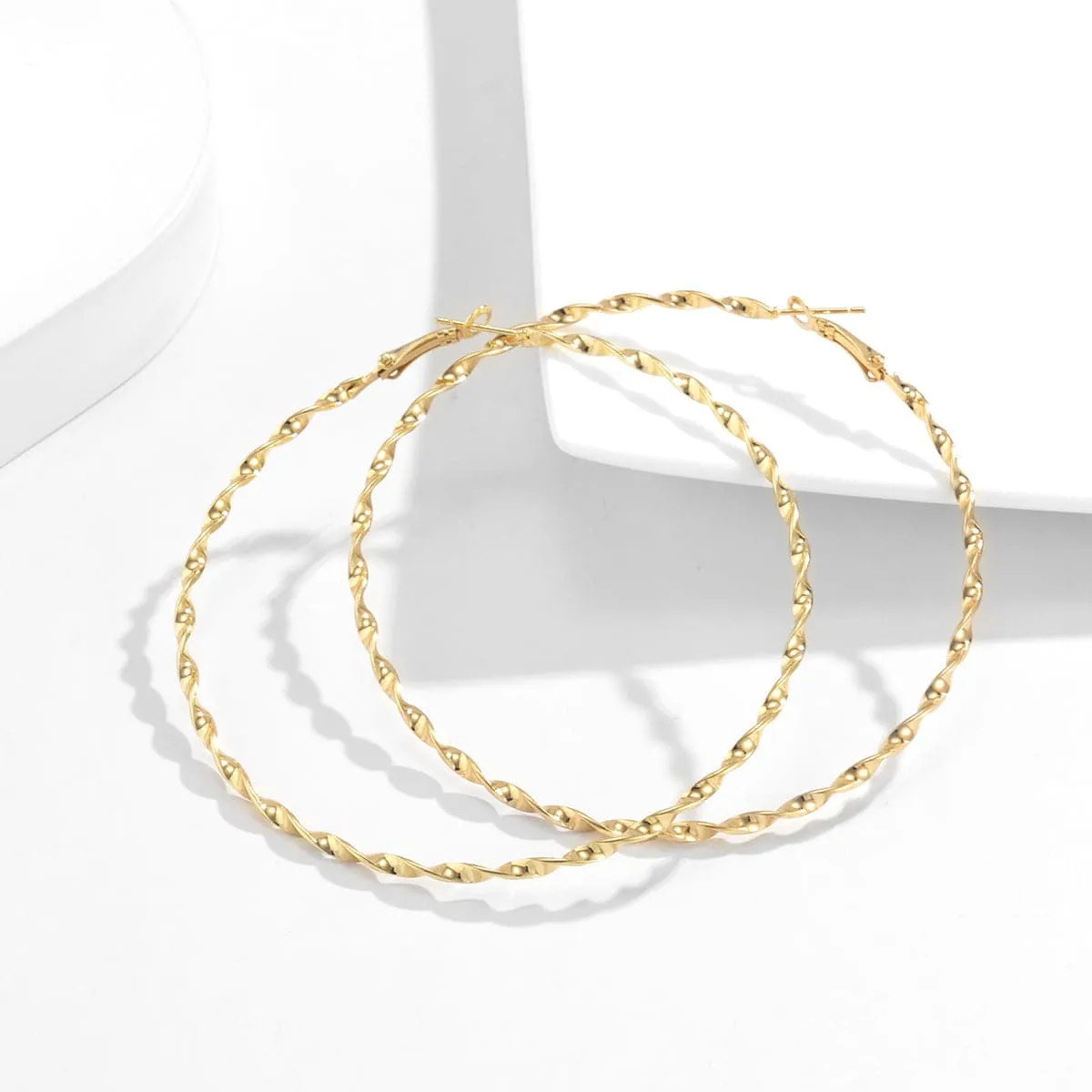18K Gold-Plated Twisted Hoop Earrings