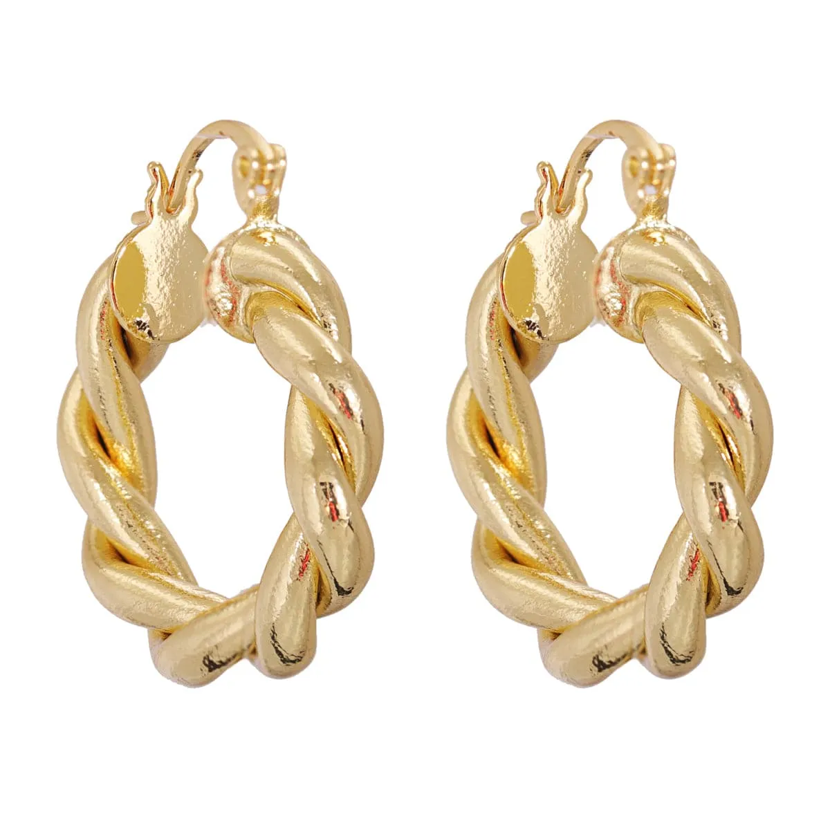 18K Gold-Plated Twisted Hoop Earrings